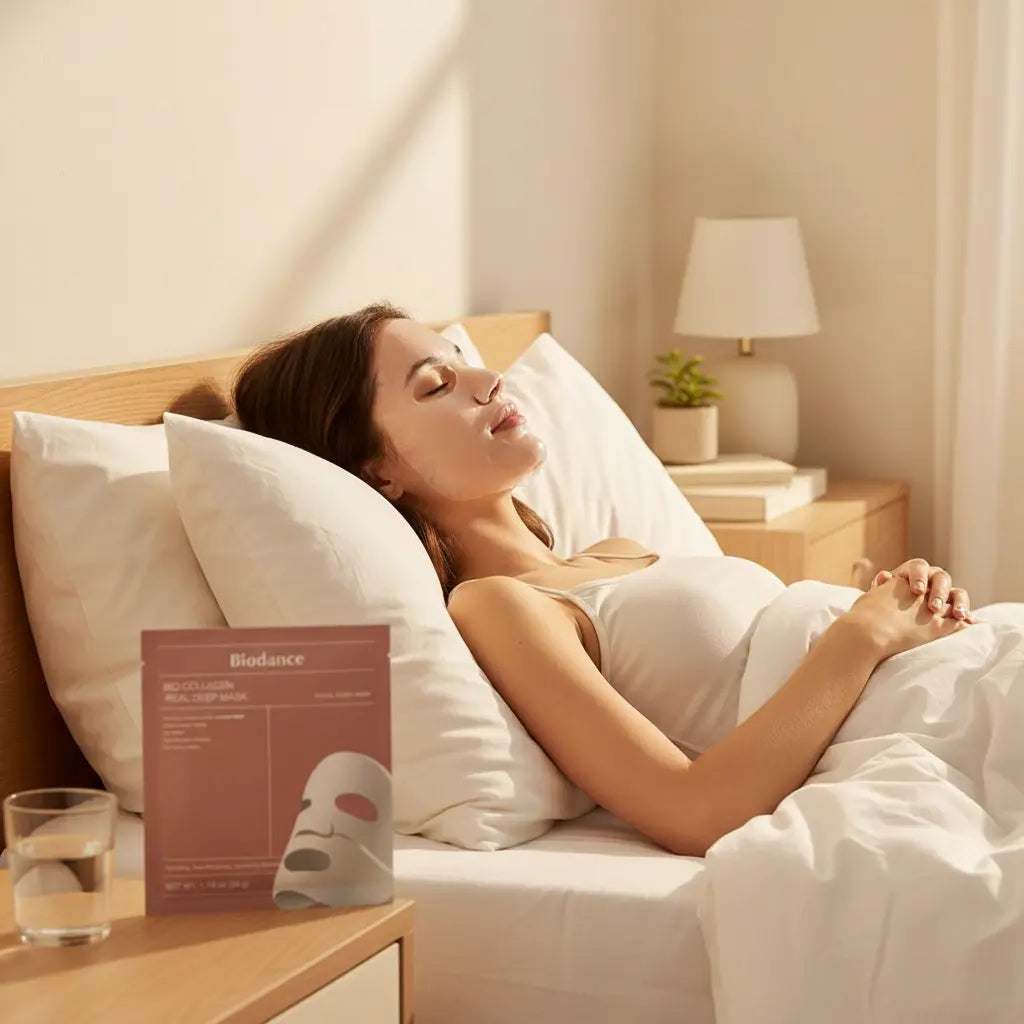 BIODANCE Bio-Collagen Deep Hydrating Gel Mask, Night Moisturizing, Shrinking Pores, Improving Elasticity, 4 Pieces per Box