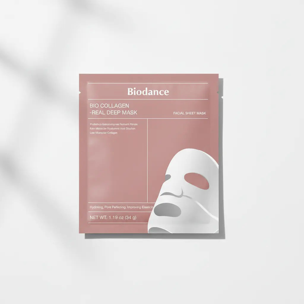 BIODANCE Bio-Collagen Deep Hydrating Gel Mask, Night Moisturizing, Shrinking Pores, Improving Elasticity, 4 Pieces per Box