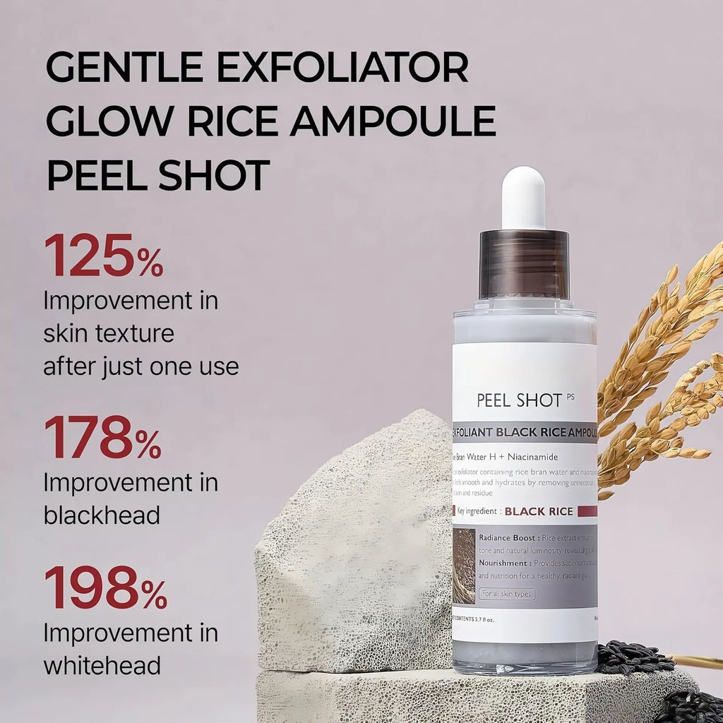 Black rice ampoule Soft Exfoliating Face Exfoliating and removing blackheads - adeya.